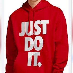 NIKE SPORTSWEAR JUST DO IT JDI FLEECE MEN'S HOODIE SIZE M RED CU4271-657
